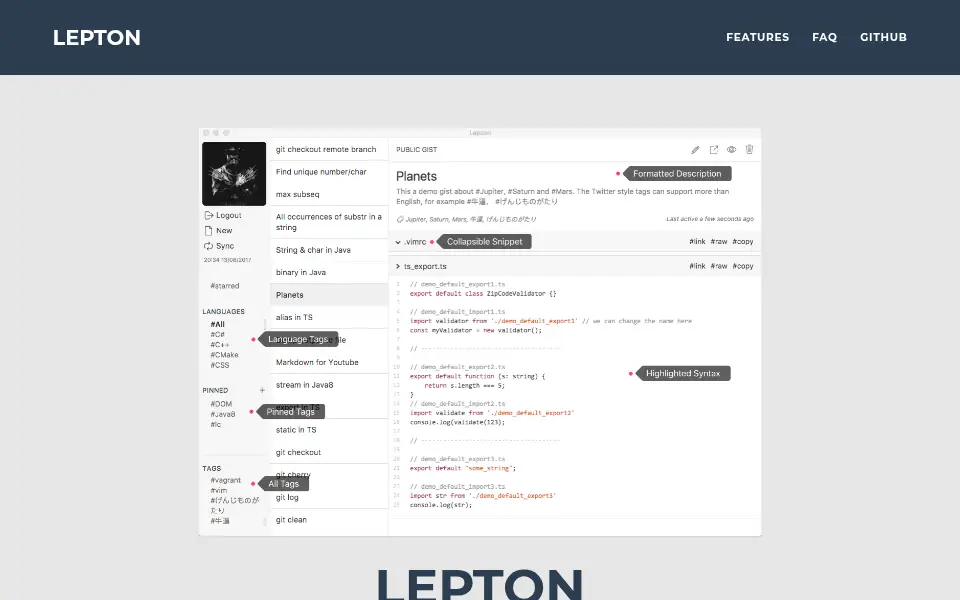Aperçu de Lepton