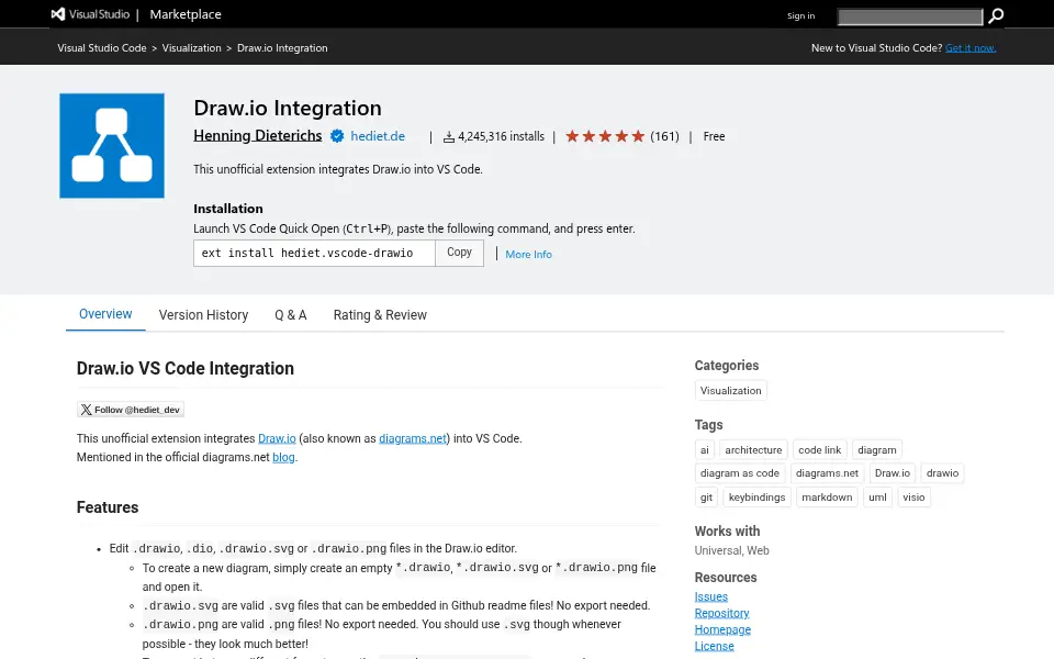 Aperçu de Draw.io for VS Code