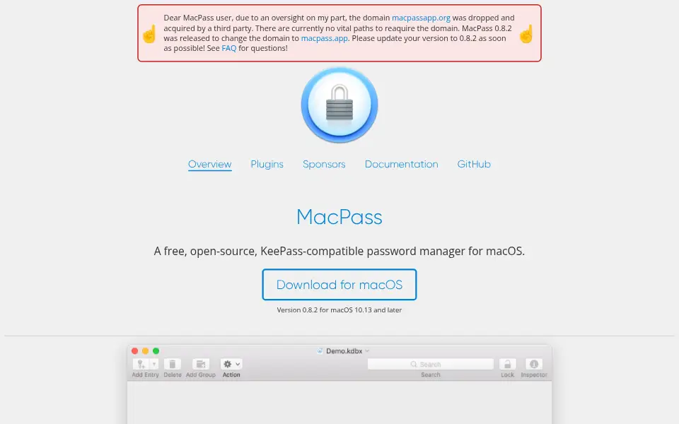 Aperçu de MacPass