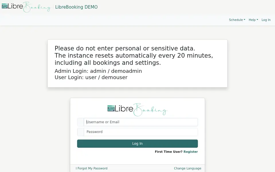 Aperçu de librebooking