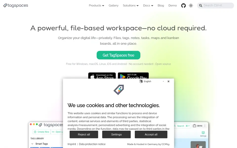 Aperçu de tagspaces