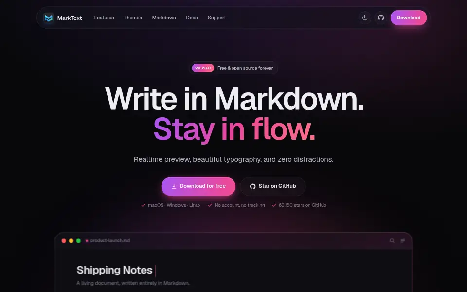 Aperçu de MarkText