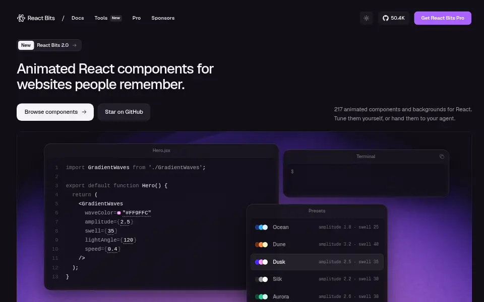 Aperçu de React Bits