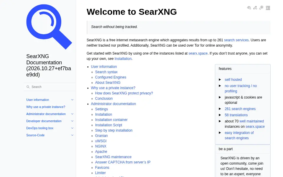 Aperçu de SearXNG