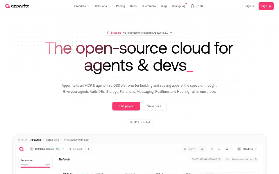 Aperçu de Appwrite
