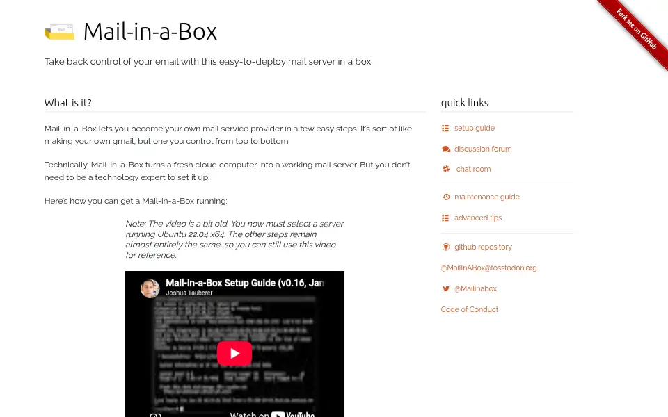 Aperçu de Mail-in-a-Box