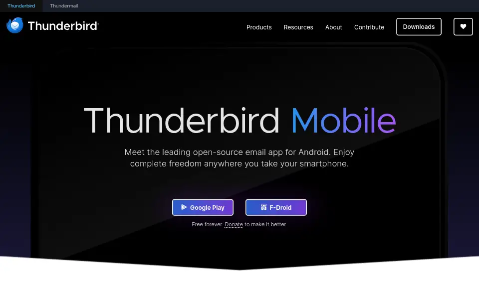 Aperçu de Thunderbird for Android